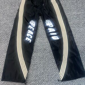 Black Track Pants with White Stripes